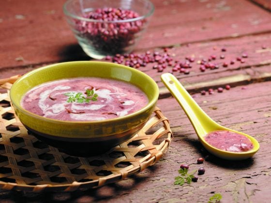Velouté d’azukis, crème au gingembre