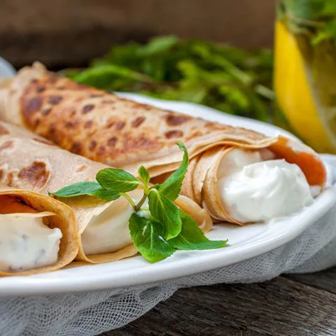 Crêpes à la crème de poireaux