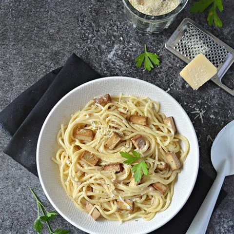 Carbonara au tofu fumé