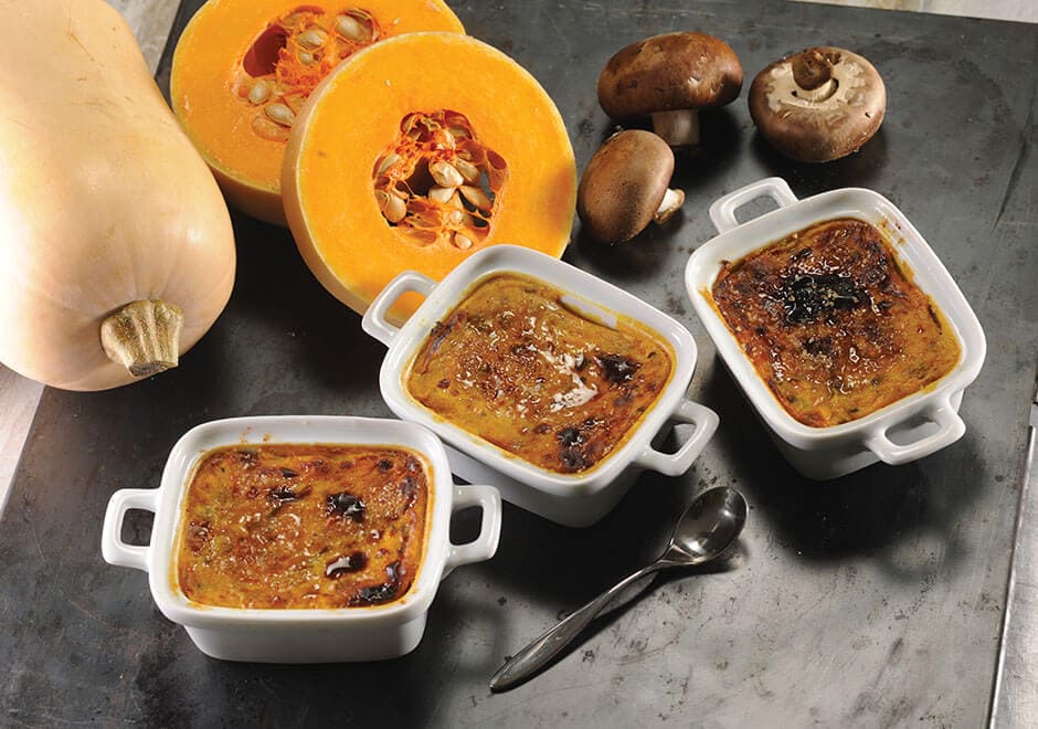 Crème brûlée de butternut aux champignons 1