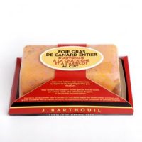 Foie gras de canard entier d’automne, sur lit d’abricots et de châtaignes