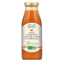 Soupe de carotte, lait de coco et curcuma bio