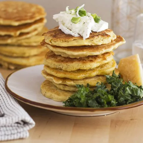 Pancakes salés au parmesan et aux deux farines