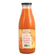 100% jus pressé d’orange, carotte et citron bio