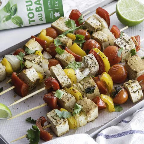 Brochettes de légumes du soleil et tofu au basilic 2