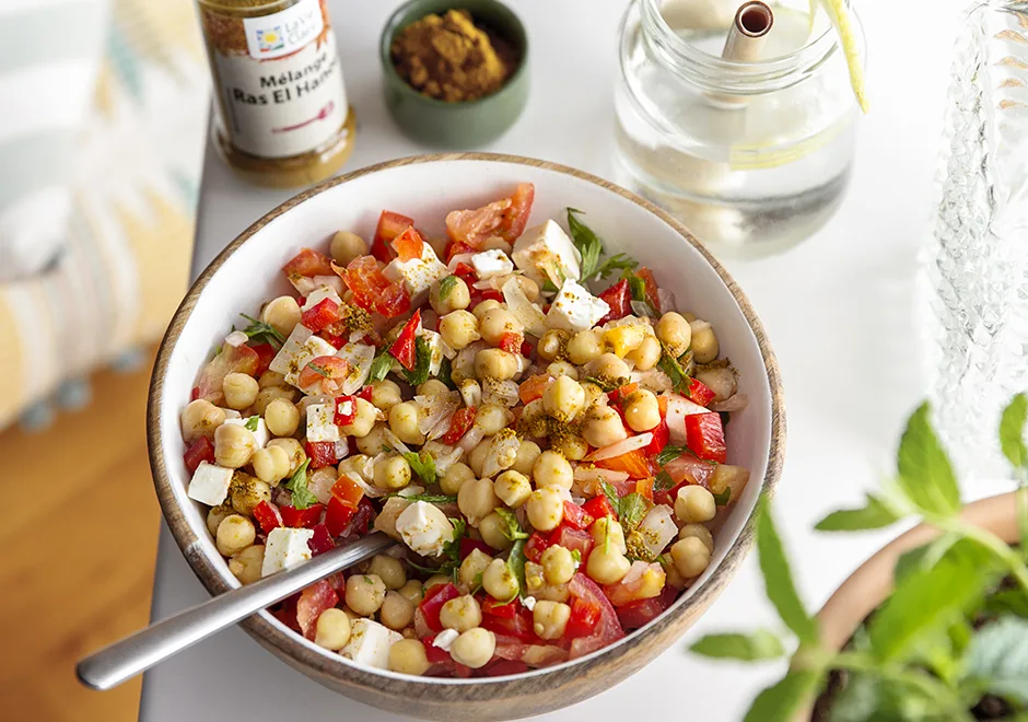 Salade de pois chiches au Ras-El-Hanout