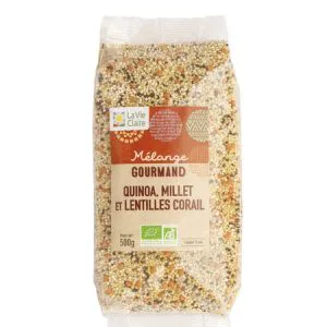 Mélange quinoa, millet et lentilles corail bio