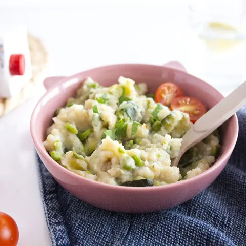 Purée de courgette, pomme de terre et poisson blanc