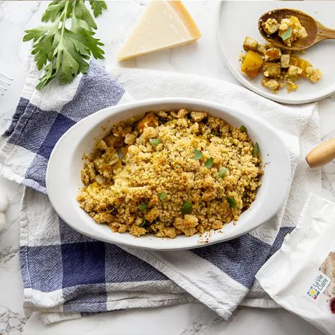 Crumble de potimarron au parmesan et à la farine de noix