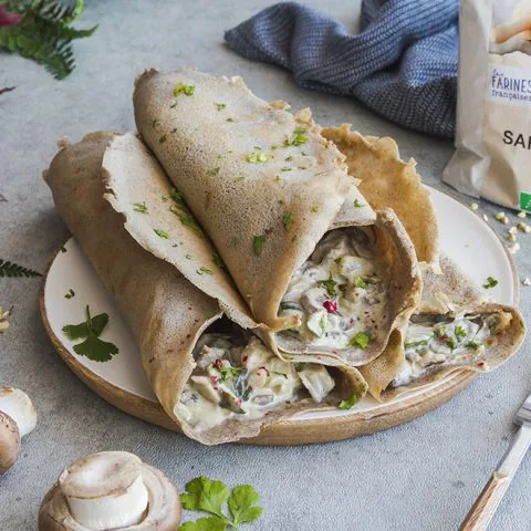 Galette de sarrasin sauce forestière aux champignons