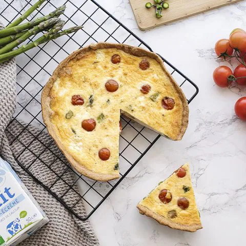 Quiche aux asperges, tomates et chèvre frais 1