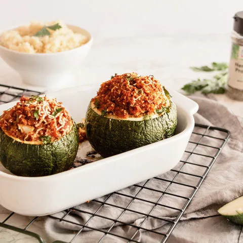 Courgettes rondes farcies au seitan