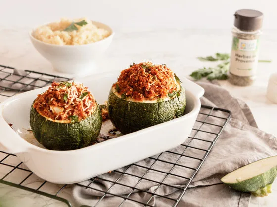 Courgettes rondes farcies au seitan