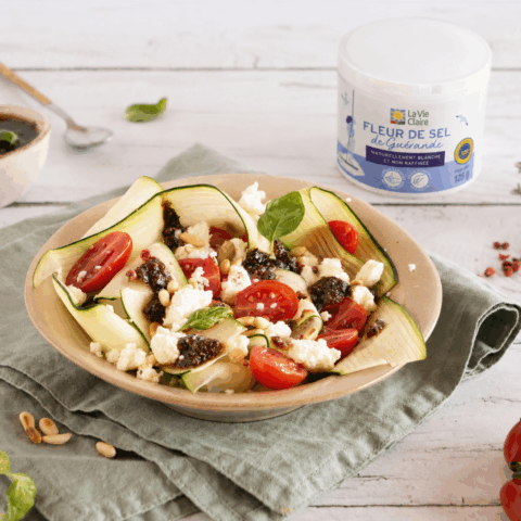 tagliatelles courgettes et pesto de tomates séchées - new pack
