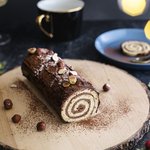 Bûche de Noël chocolat-noisettes