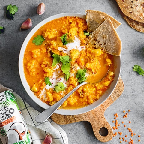 Dahl de lentilles corail et ses chapatis à la farine d’épeautre