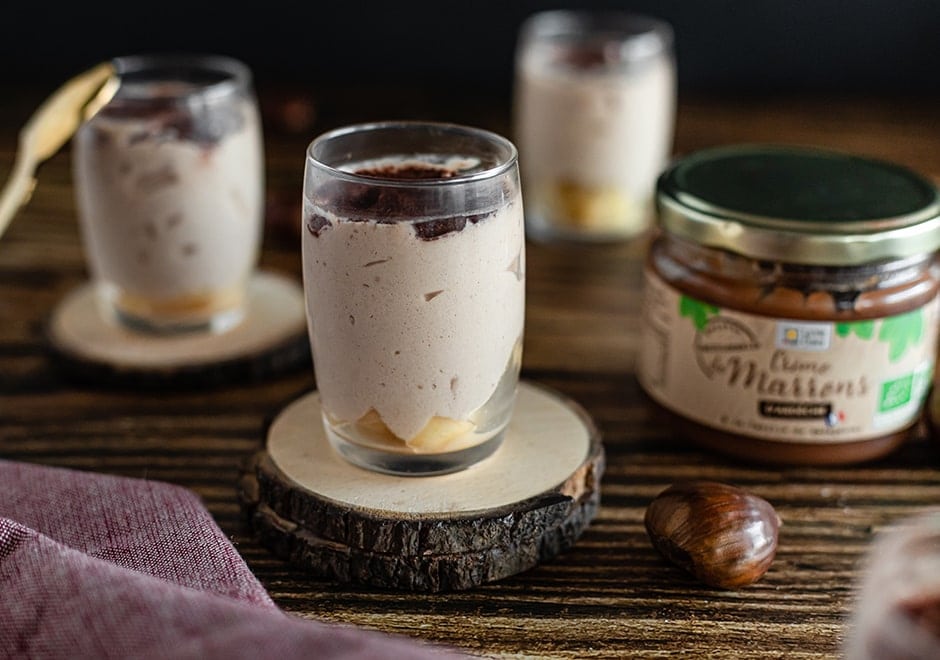 Verrines à la crème de marrons et aux poires façon tiramisu