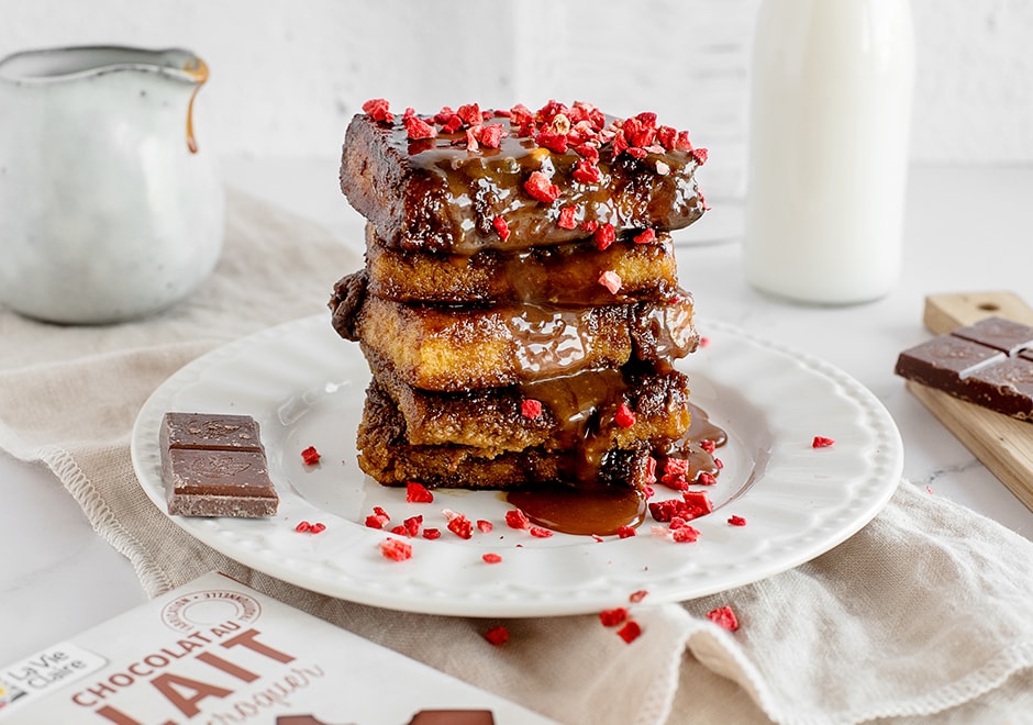 Pain perdu au caramel et au chocolat