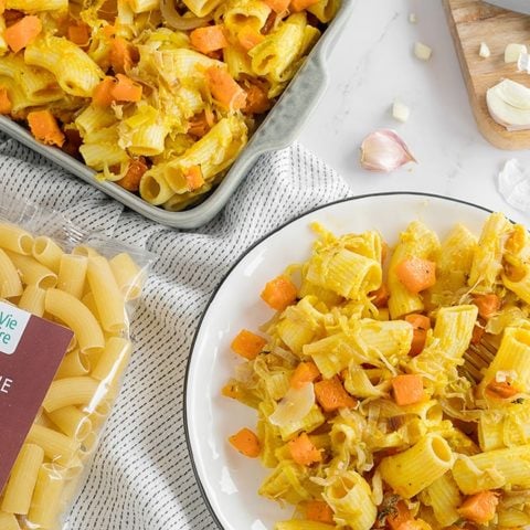 Rigatoni aux poireaux et à la citrouille