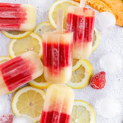 Bâtonnets glacés fraise, melon et citron