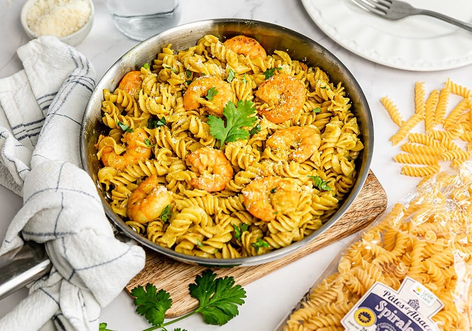 Pâtes aux crevettes et curry La Vie Claire
