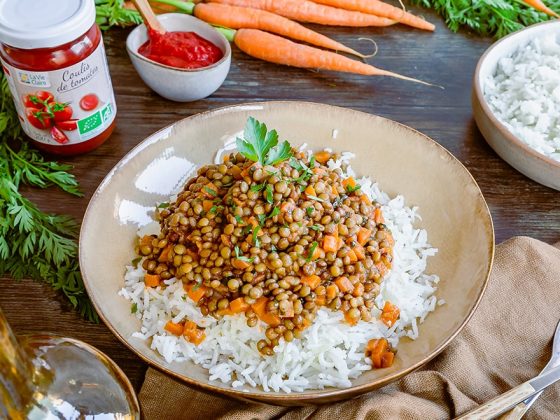 Sauté de lentilles vertes aux carottes et riz basmati - La Vie Claire