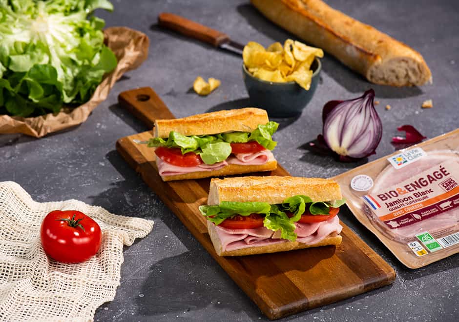 Sandwich pique-nique au jambon sans nitrites