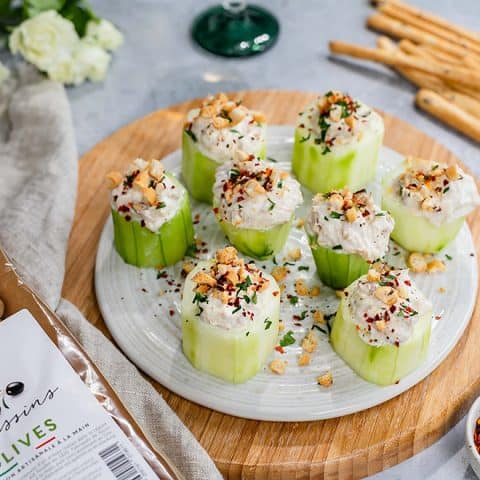 Concombres farcis au fromage de chèvre