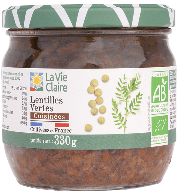 Lentilles vertes cuisinées