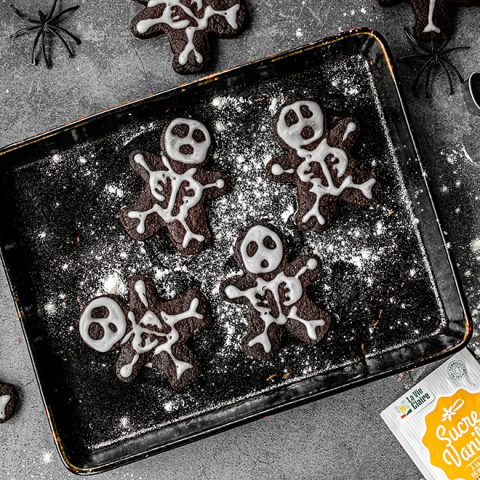 Biscuits cacao squelette d'Halloween