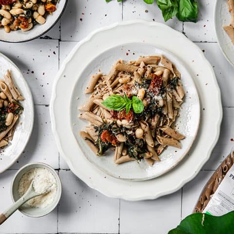 Penne aux haricots blanc et tomates séchées