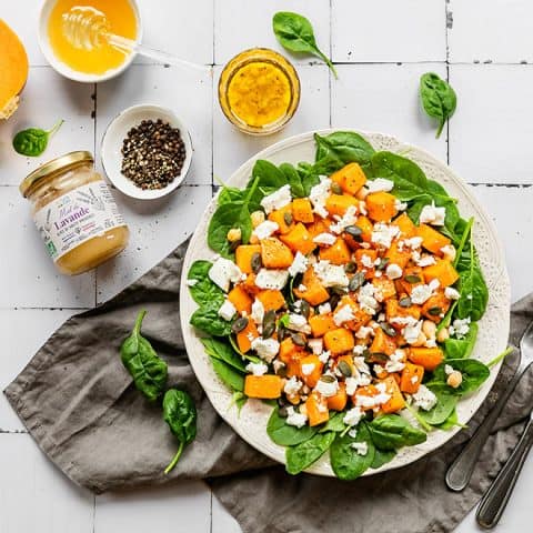 Salade de courge, épinards et feta