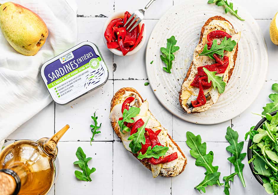 Toast aux sardines et aux poires La Vie Claire
