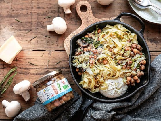 Tagliatelles de champignons et pois chiches