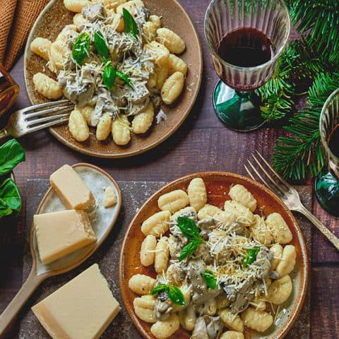 Gnocchis truffées à la crème de champignons