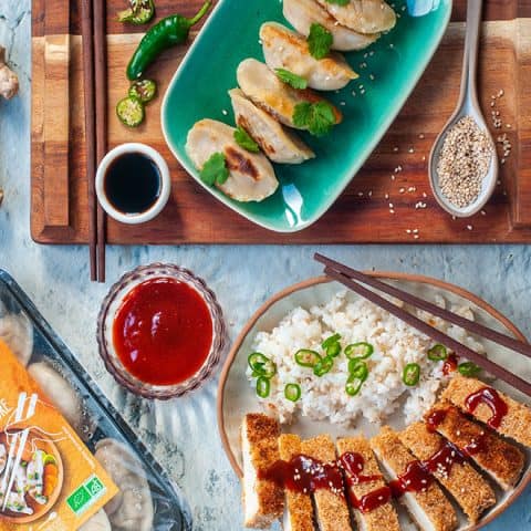 Tofu croustillant et ses gyozas aux légumes