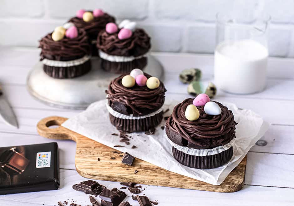 Recette du cupcake nid de Pâques (pépites de chocolat noir
