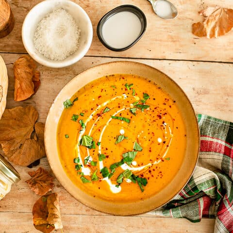 Soupe au potimarron et purée de cajou