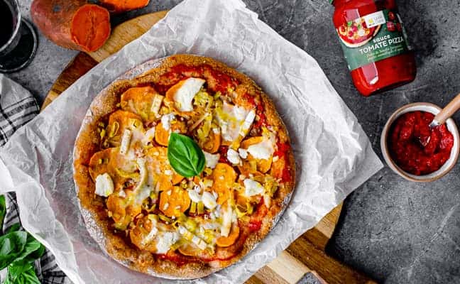Recette pizza végétarienne patate douce poireaux