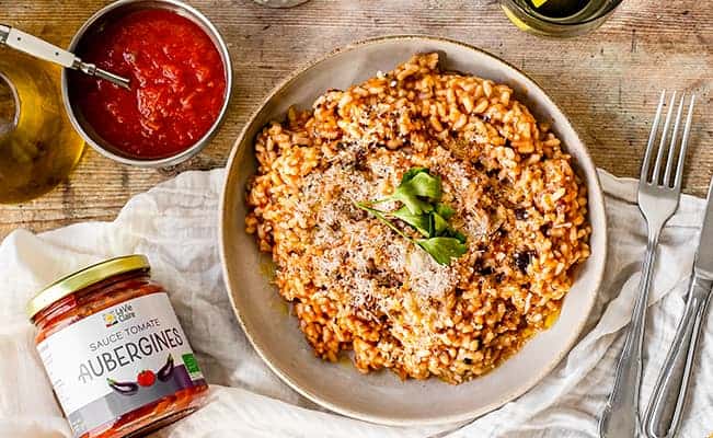 Recette risotto sauce tomate aubergine