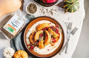 Butternut rôti, amandes grillées et graines de grenade