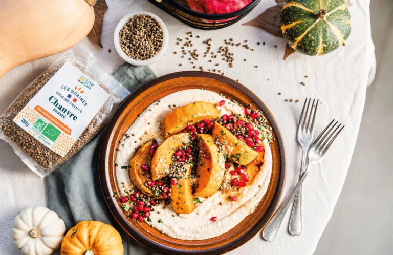 Butternut rôti, amandes grillées et graines de grenade