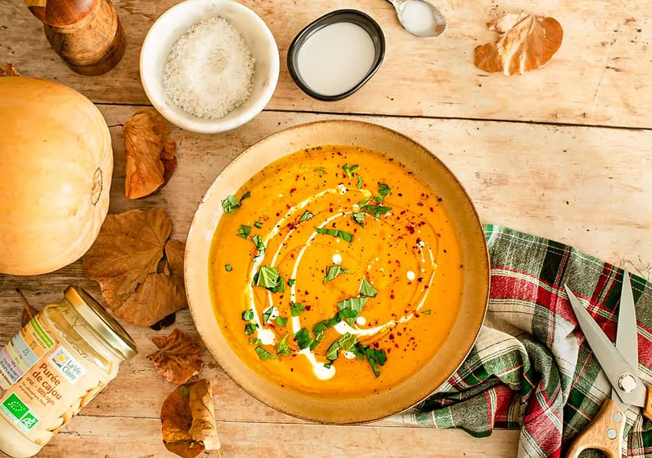 Velouté au potimarron et noix de cajou