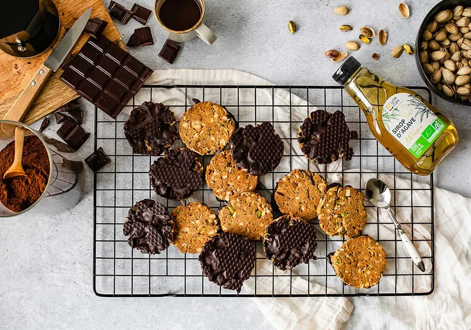 Biscuits florentins , amandes, pistaches et chocolat