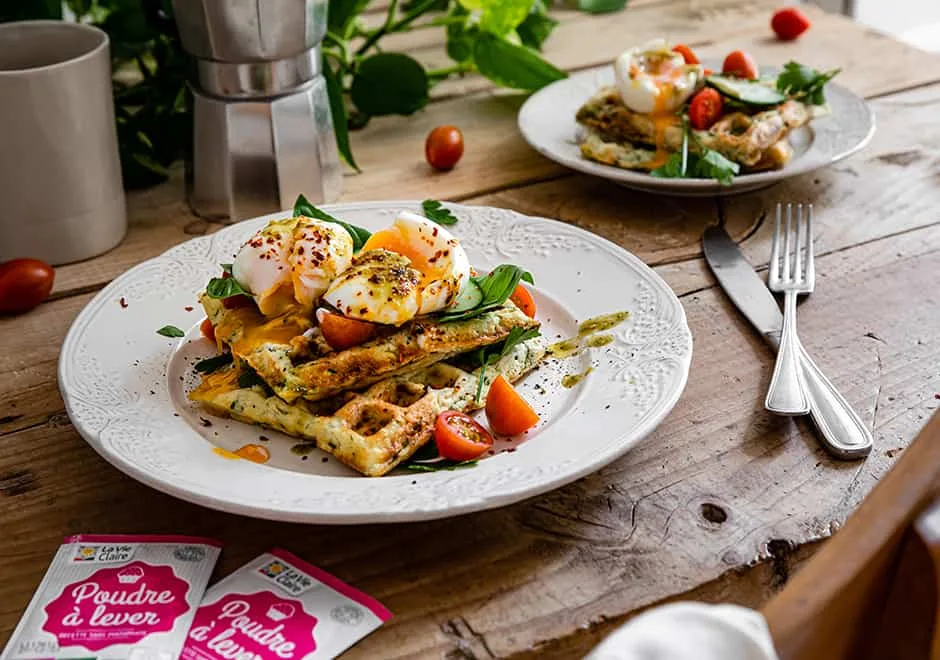 Gaufres à la courgette, feta et menthe