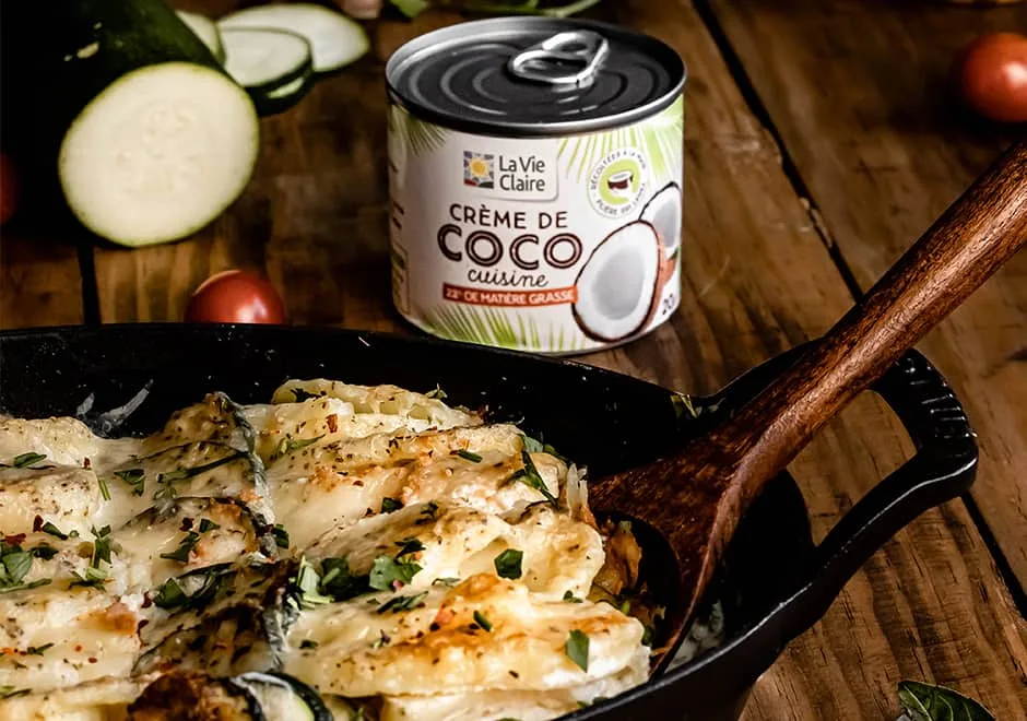 Gratin de courgettes et de pommes de terre à la crème de coco