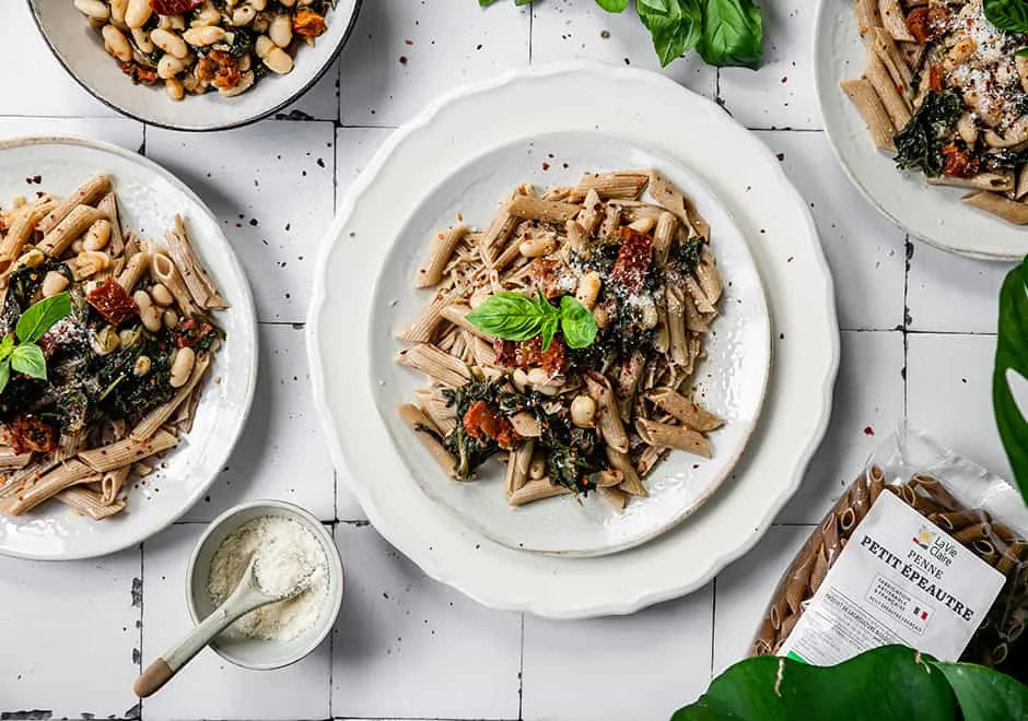 Penne aux haricots blanc et tomates séchées