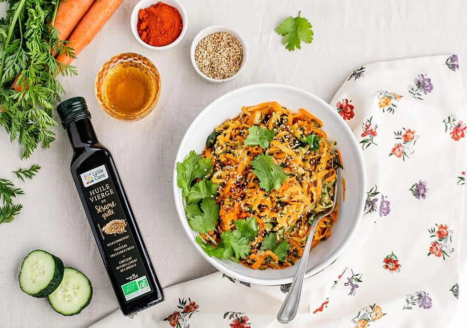 Salade Thaï de concombres et de carottes