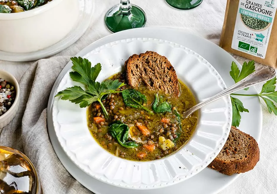 Soupe aux lentilles vertes