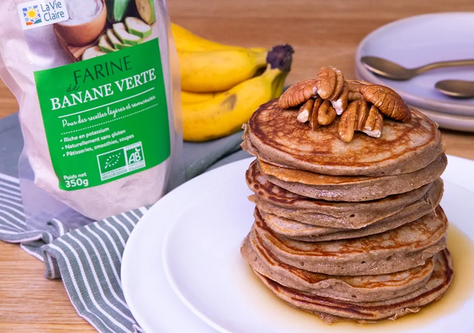 Pancakes à la farine de banane verte